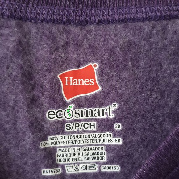 Hanes Ecosmart Sweatshirt Womens Small Crew Neck Violet Long Sleeve - Picture 4 of 5